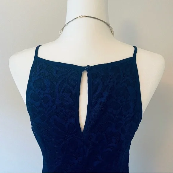 Francesca’s Blue Rain Navy Lace Mini Dress - Picture 11 of 16